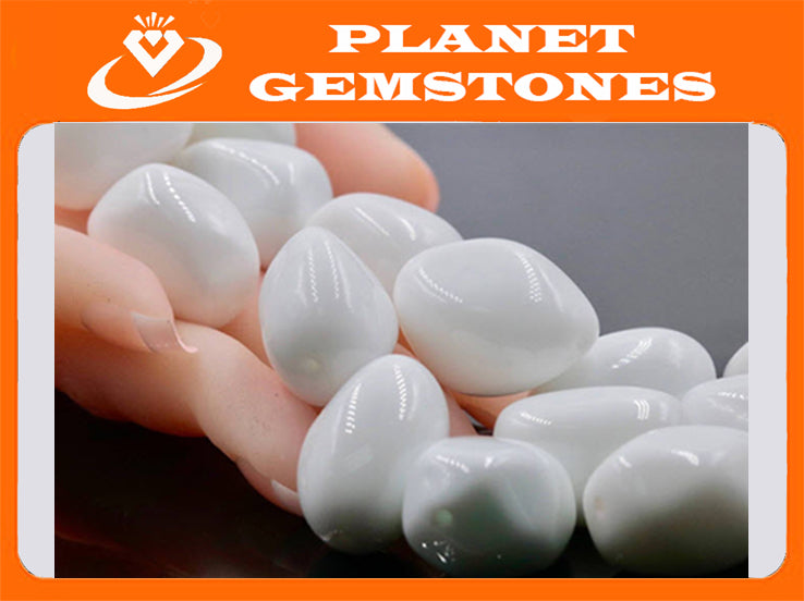 White Agate 22x17mm-Planet Gemstones
