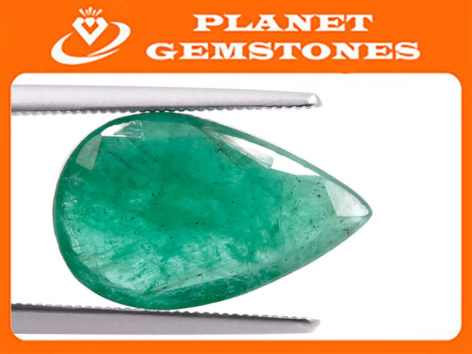 Emerald Natural Emerald May Birthstone Zambian Emerald Pear Emerald Gemstone loose gemstone 16.4x11.25mm, 6.20ct Emerald Green-Emerald-Planet Gemstones