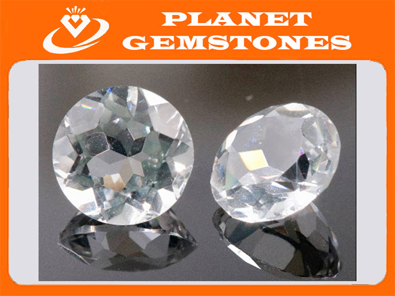 Rock Crystal Round pair-Planet Gemstones