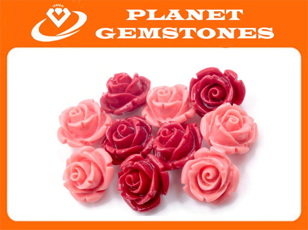 Coral Flower Beads 12mm-Coral-Planet Gemstones