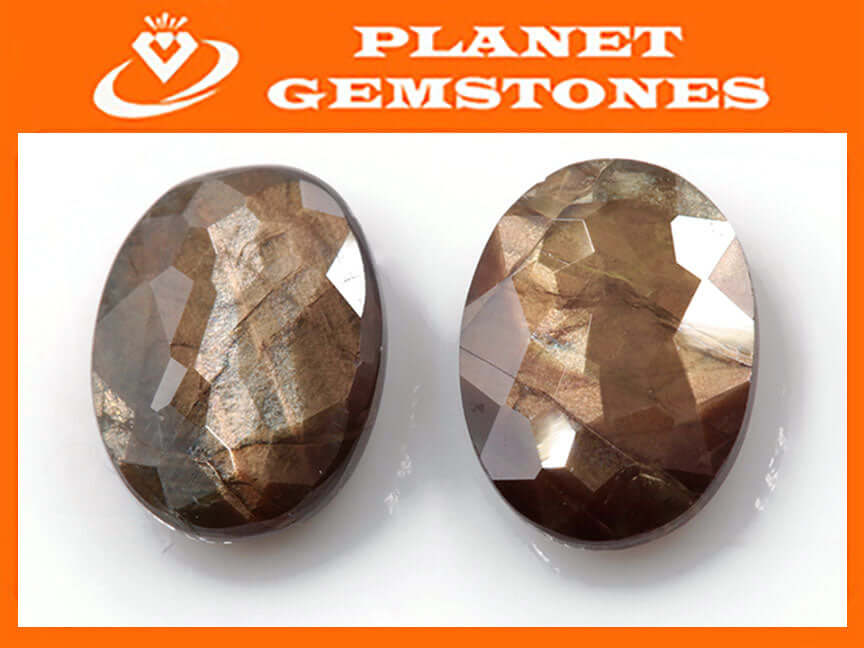 Gold Sheen Sapphire Gold Sapphire Corundum Oval shape DIY jewelry Engagement Ring 8x6mm 3.56ct 2 PCS SET-Planet Gemstones