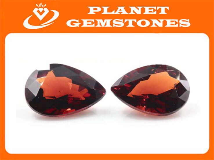 Hessonite Garnet Natural Hessonite Orange Garnet gemstone Hessonite Garnet Pair 11x8mm PR 6.50ct Loose Stones SKU:113127-Planet Gemstones