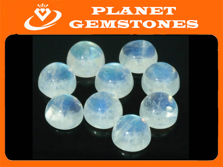Moonstone cabs 9mm-Planet Gemstones