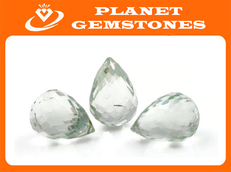 Natural Green Amethyst Pear shape green faceted genuine amethyst DIY Jewelry Supply 14x10mm, 26.13ct DIY Jewelry Supplies SKU:113081-Planet Gemstones
