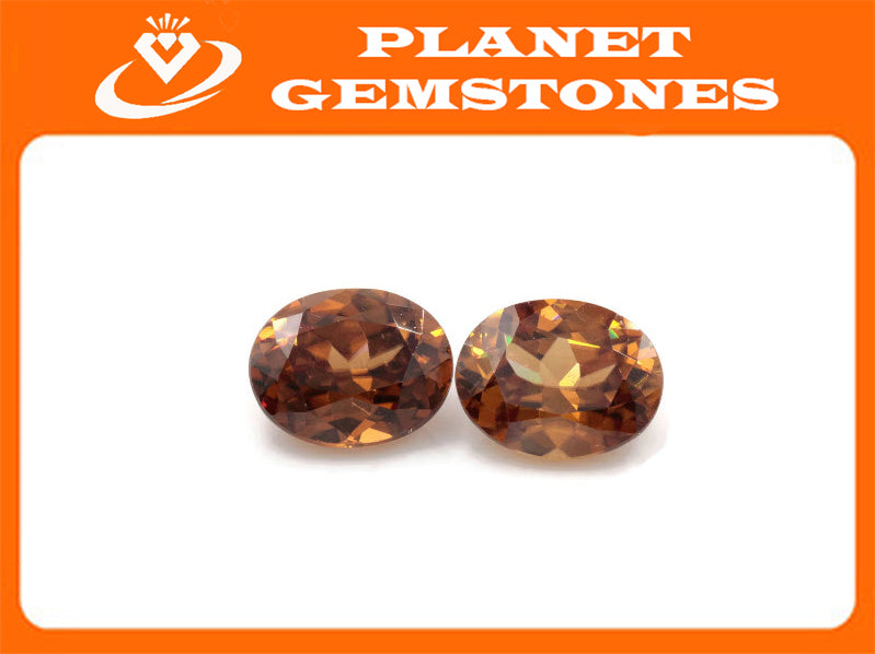 Champagne Zircon Oval 9x7mm-Planet Gemstones