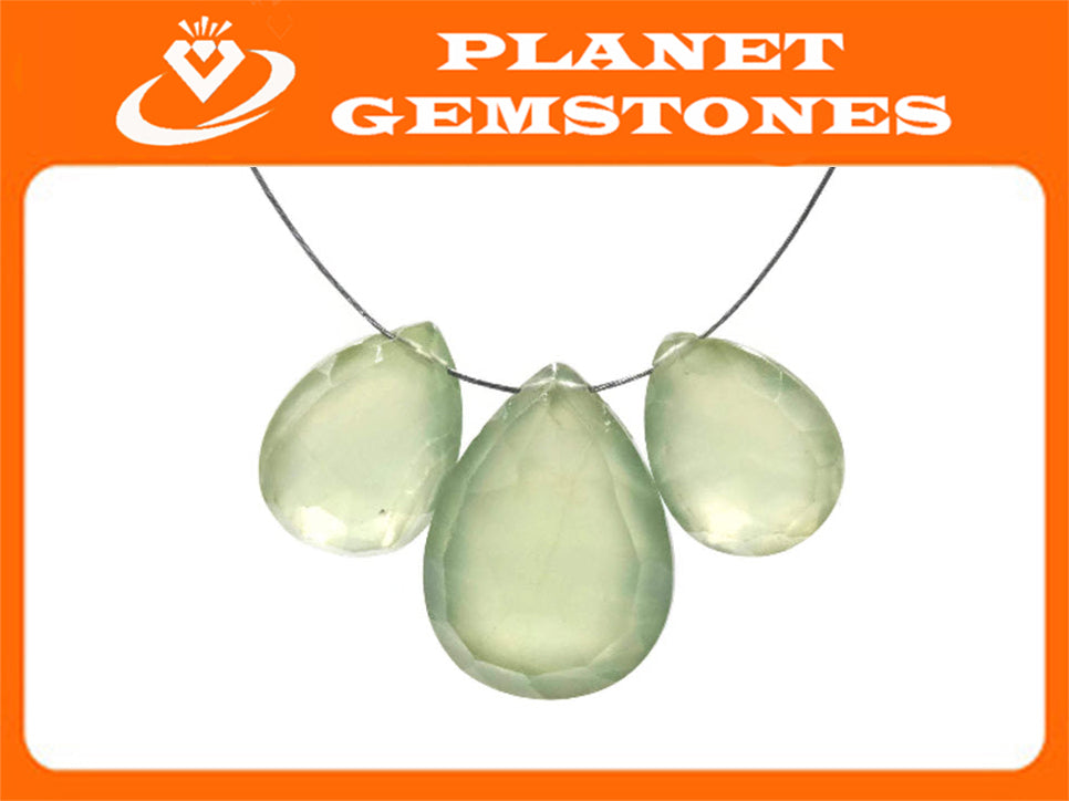 Prehnite Pear Beads 23cts-Planet Gemstones