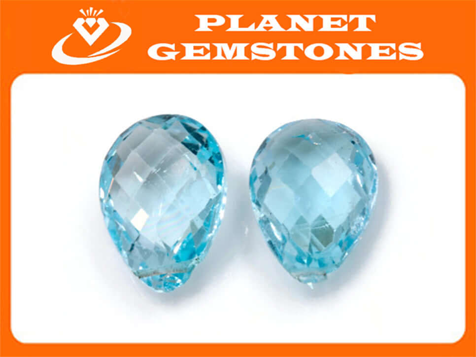 Blue Topaz Natural Blue Topaz London Blue topaz December BirthStone Blue Topaz Drops DIY Jewelry Supply PE 14x10mm Approx 13ct SKU:113210-Planet Gemstones