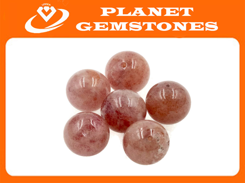 Natural Strawberry Quartz Beads RD 12mm 6pcs SET DIY Jewelry Supplies 66.3ct Agate beads-Planet Gemstones
