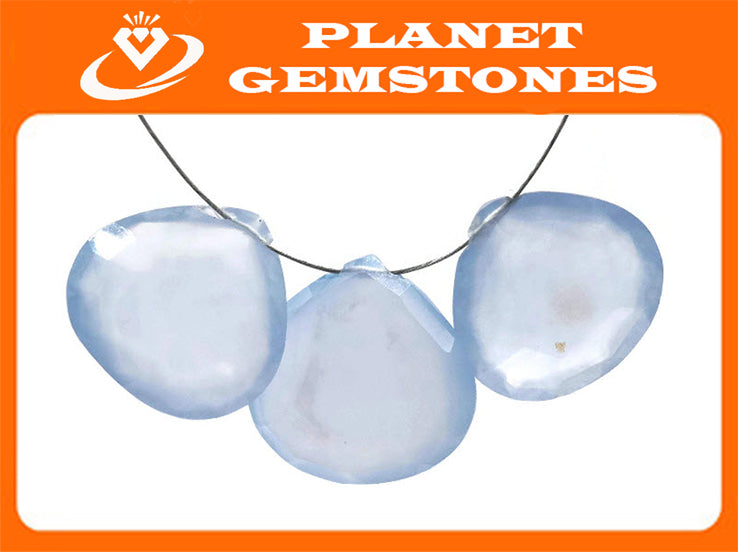 Natural Blue Chalcedony gemstone chalcedony stone genuine chalcedony Blue Chalcedny Quartz DIY Jewelry Supply , 15x15mm, 15x14mm, 25.3ct-Planet Gemstones
