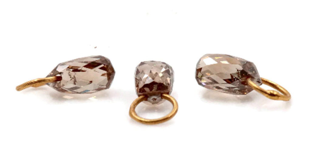 Natural Diamond DIY Jewelry Supply Briolette Precious Diamond April Birthstone DIY Jewelry Supply Briolette 18KT YG 4X3MM 0.33CT-Planet Gemstones