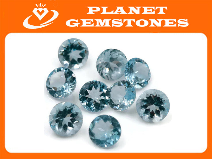 Natural Aquamarine Faceted Round Loose Aquamarine Gemstone 6mm 0.66 ct SKU 110431-Aquamarine-Planet Gemstones