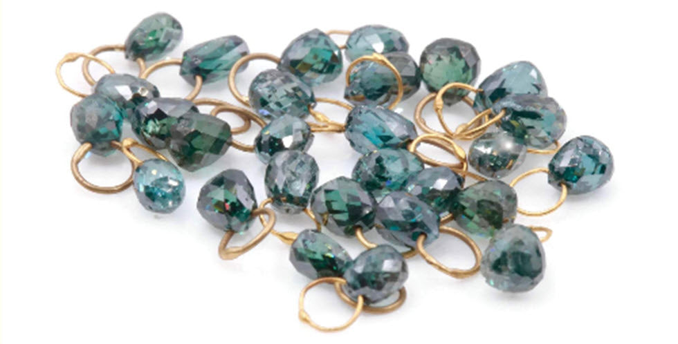 Natural Diamond Blue Diamond Briolette DIY Jewelry Supply Diamond April Birthstone Blue Diamond Briolette 18KT YG 4X3MM 0.23ct-Planet Gemstones