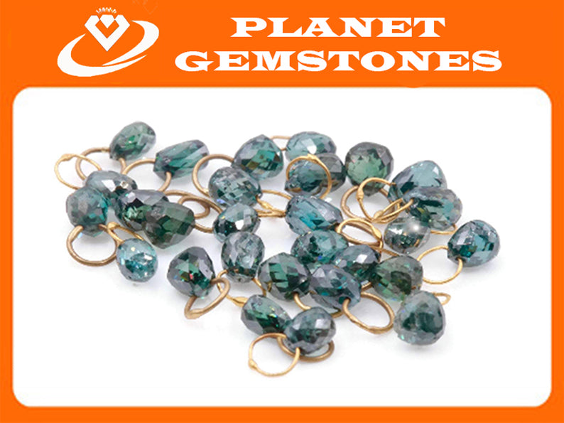 Blue Diamond Briolette 4x3mm-Planet Gemstones