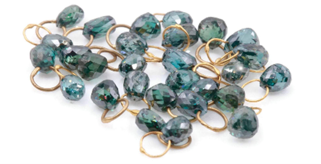 Natural Diamond Blue Diamond Briolette DIY Jewelry Supply Diamond April Birthstone Blue Diamond Briolette 18KT YG 4X3MM 0.20ct-Planet Gemstones