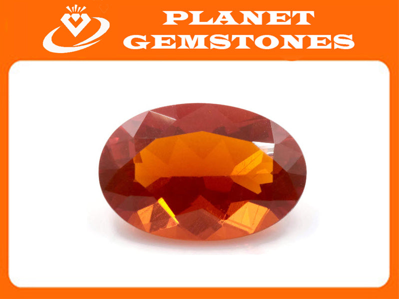 Natural Fire Opal Mexican Fire Opal October birthstone Oange Gemstone Fire Opal Gemstone Faceted Fire Opal Fire Opal Oval, 12x8mm, 2.27ct,-Planet Gemstones