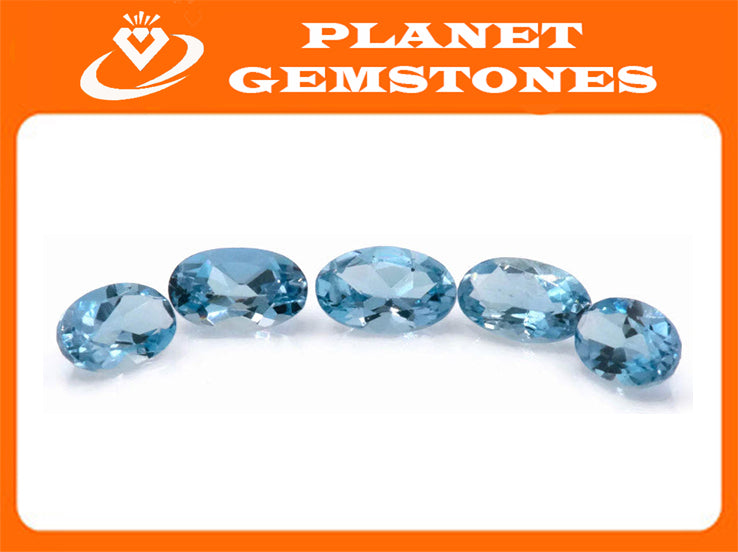Natural Aquamarine 5PCS SET 5x3mm, 1ct-Aquamarine-Planet Gemstones