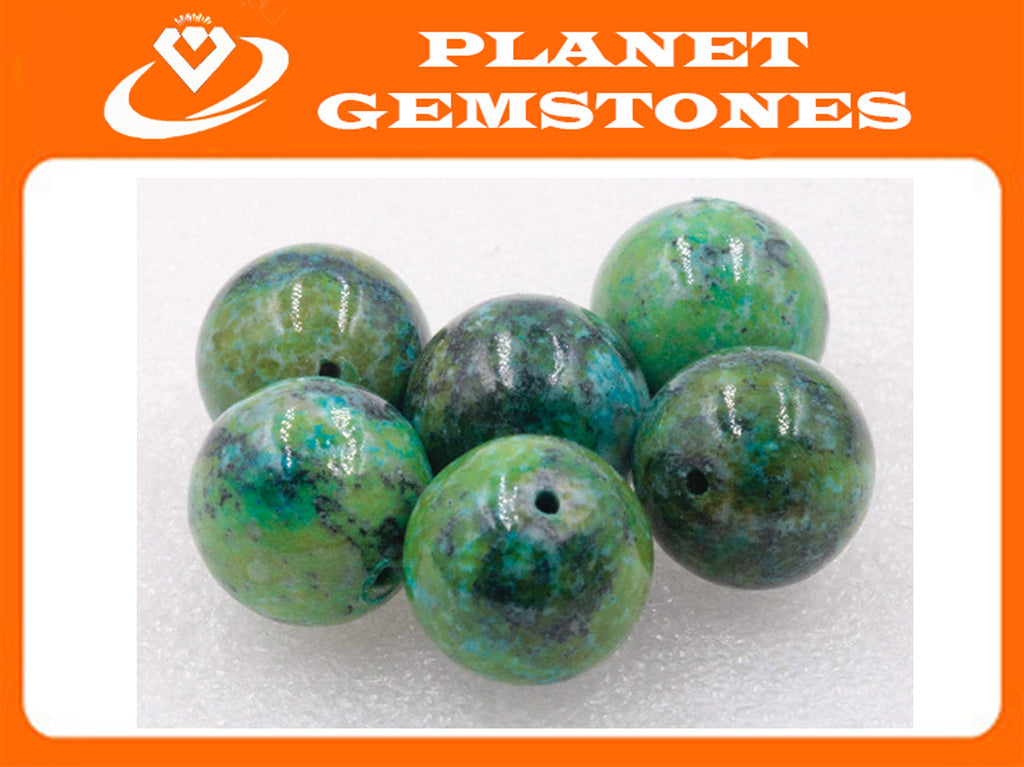 Natural Azurite Agate Beads RD 17mm 6pcs SET DIY Jewelry Supplies Agate beads-Planet Gemstones