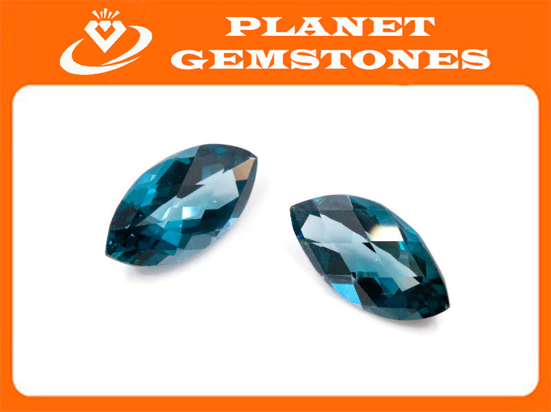 Natural Blue Topaz Gemstone Genuine Blue Topaz Faceted November Birthstone Blue Topaz Loose BLUE TOPAZ, matching pair, marquise, 20x10mm-Planet Gemstones