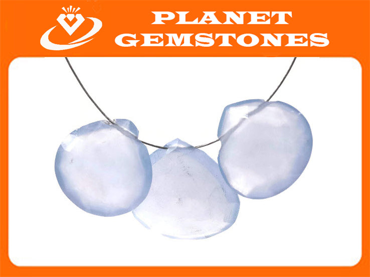 Natural Blue Chalcedony gemstone faceted chalcedony stone genuine chalcedony Blue Chalcedny Quartz DIY Jewelry, 15x16mm, 14x14mm, 22.87ct-Planet Gemstones