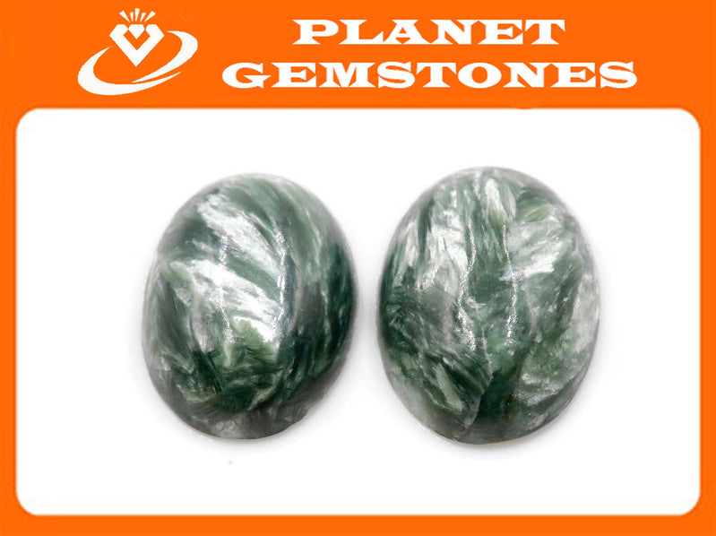 Natural seraphinite gemstone loose seraphinite genuine seraphinite stone Oval Cabochon, 12x16mm DIY Jewelry Supplies-Planet Gemstones