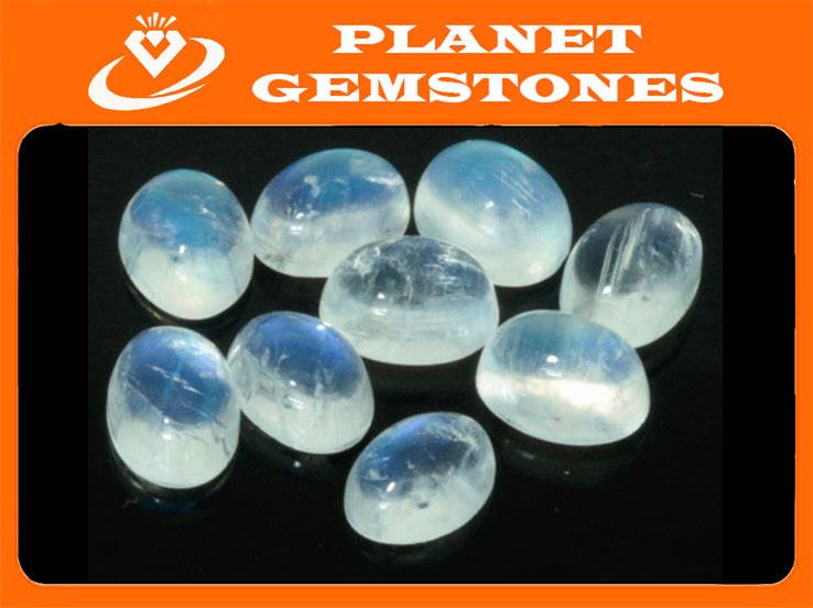 Natural Moonstone Blue moonstone Rainbow Moonstone June Birthstone Moonstone DIY jewelry Supplies Moonstone cabs 7x5mm 1 pc 1ct-Planet Gemstones