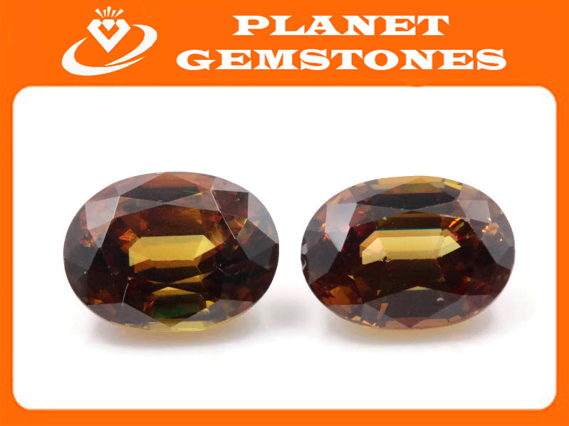Natural Sphene Titanite Sphene Green Sphene Titanite Sphene Gemstone Green Titanite Faceted Sphene Natural Sphene oval pair 8x6mm 3.05ct-Planet Gemstones
