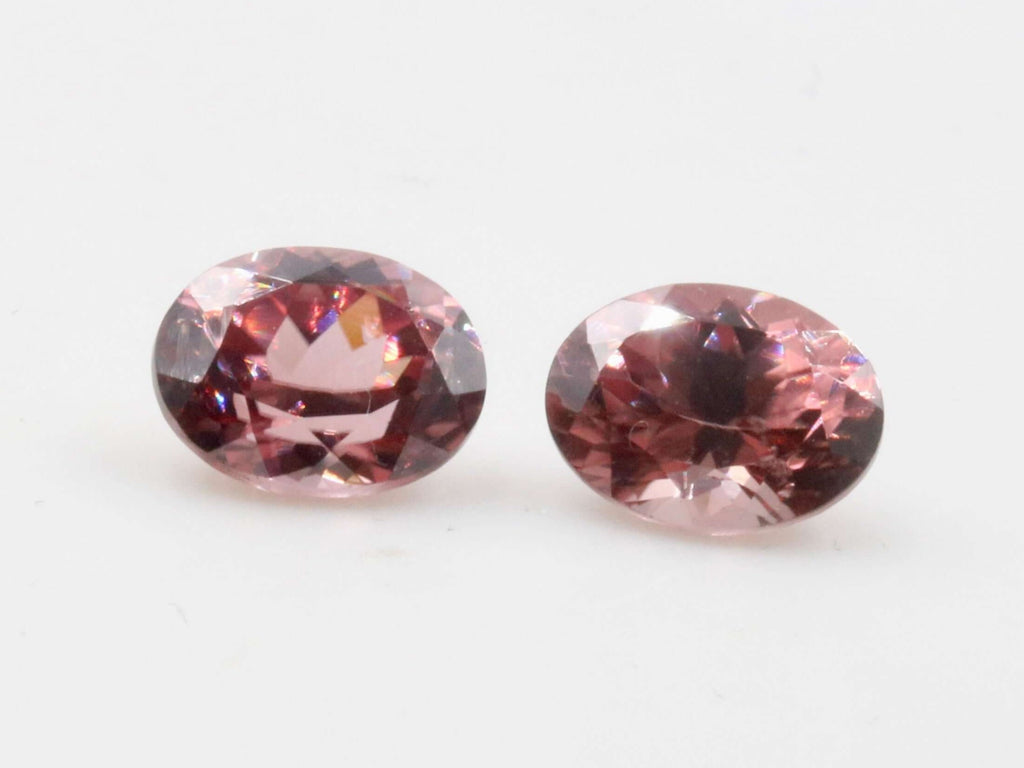 Rose Zircon Pair Natural Zircon Gemstone Pair Loose Cinnamon Zircon Gem Pink Pair Pink Zircon Gemstone Pair Loose Stones 9x7mm SKU 106387-Zircon-Planet Gemstones