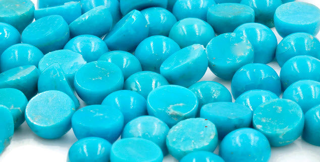 Natural Turquoise Gemstone Cabs Turquoise Cabochon Sleeping Beauty Turquoise DIY Jewelry Rd 6mm DIY 13ct Jewelry Supplies SKU:113069-Planet Gemstones