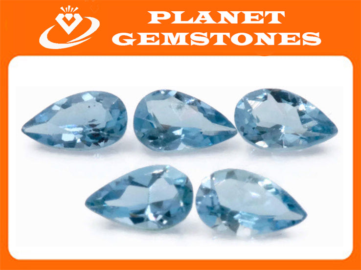 Aquamarine Pear 5x3mm-Aquamarine-Planet Gemstones