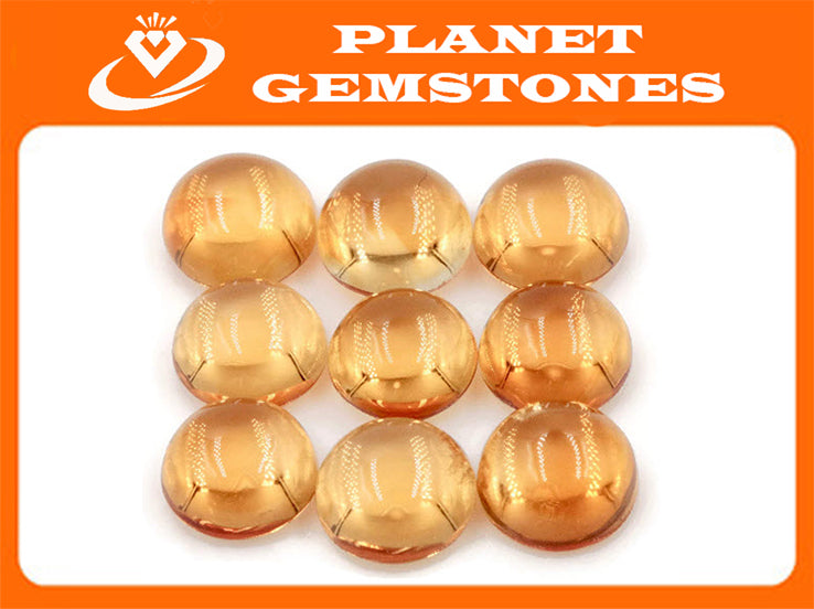 Natural Citrine Quartz Citrine Cabochon Citrine Loose Gemstone November Birthstone DIY Jewelry Supply Golden Citrine Quartz 1pc 7mm 1.50ct-Planet Gemstones