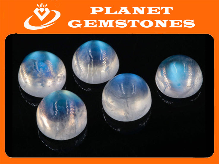 Natural Moonstone Blue moonstone Rainbow Moonstone June Birthstone Moonstone DIY jewelry Supplies Moonstone cabs Round 8mm 1 pc 2.56ct-Planet Gemstones