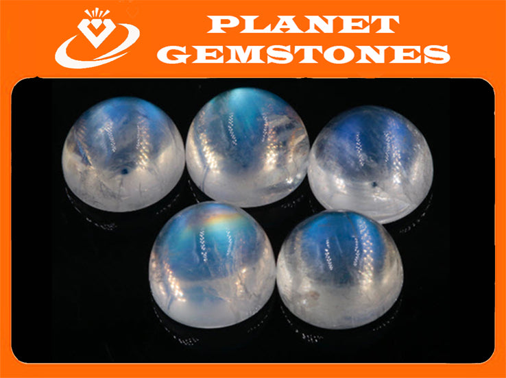 Natural Moonstone Blue moonstone Rainbow Moonstone June Birthstone Moonstone DIY jewelry Supplies Moonstone cabs Round 10mm 1 pc 4.76ct-Planet Gemstones