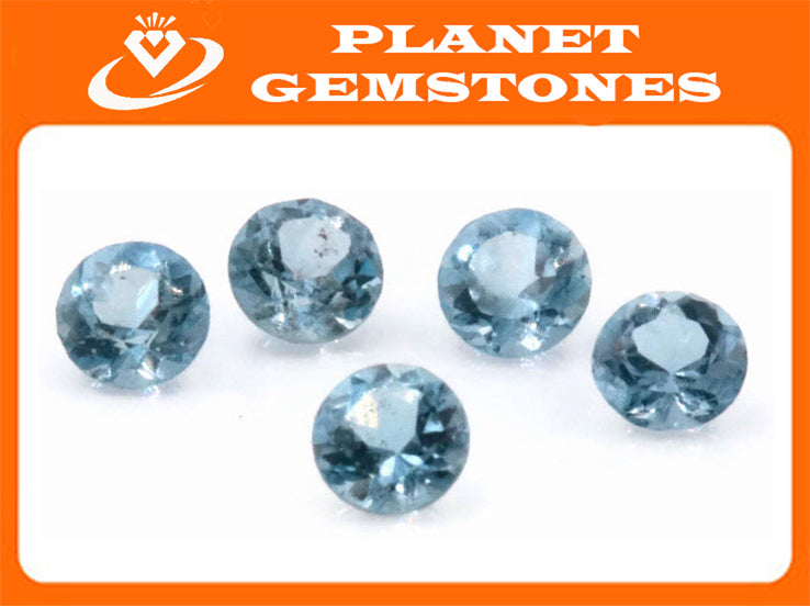 Natural Aquamarine RD shape 5PCS SET 3mm, 0.49ct-Aquamarine-Planet Gemstones