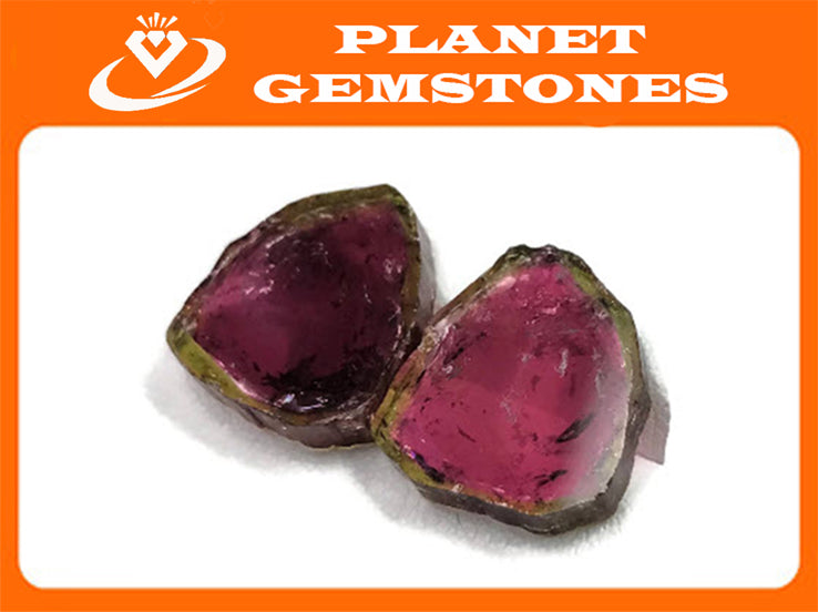 Natural Tourmaline Watermelon Tourmaline DIY Jewelry Supply Black Tourmaline Pink Tourmaline October Birthstone 19.20ct 18 x 15 x 3-Tourmaline-Planet Gemstones