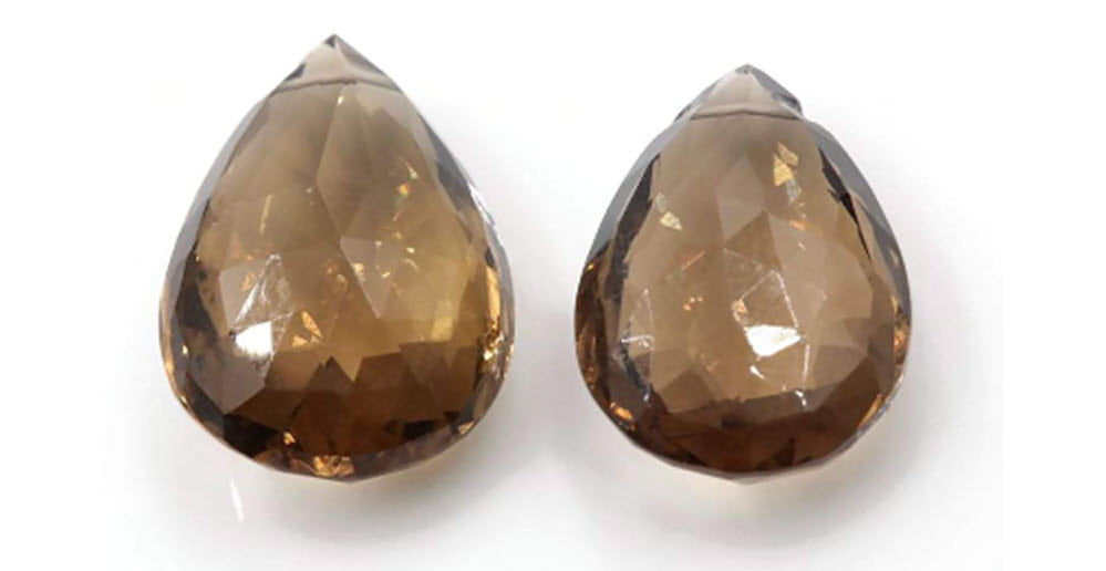 Natural Quartz Smoky Quartz Champagne quartz Beads quartz Drops Smoky DIY Jewelry Supply Quartz Drops PE 12x18mm 18.67ct SKU:113074-Planet Gemstones