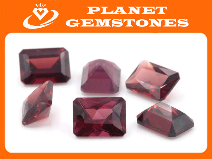 Natural Red Garnet 8x6mm Octagon 1.78ct January Birthstone Faceted Garnet gemstone DIY Red Garnet gemstone-Planet Gemstones
