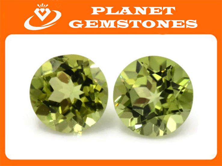 Natural Green Peridot Gemstone RD 6mm 1.80ct Round Matching Pair August Birthstone DIY Jewelry Supplies Peridot Gift for Her SKU:113112-Planet Gemstones