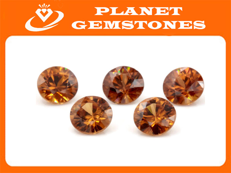 Champagne Zircon Round 6.5mm-Planet Gemstones