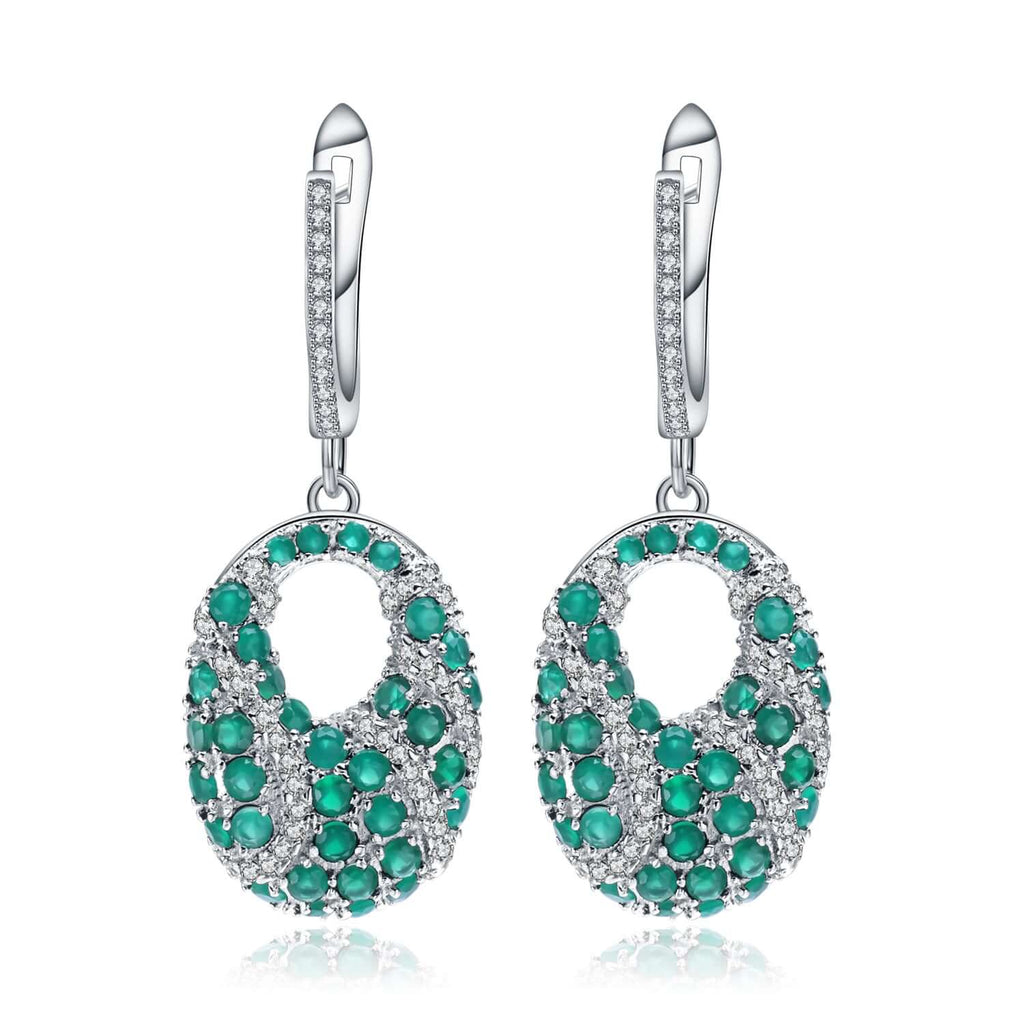 Women's sterling silver green agate earrings