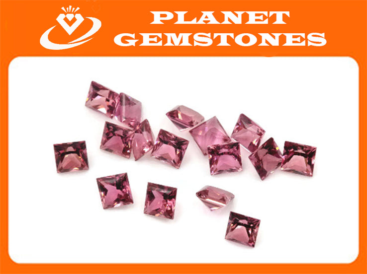 Pink Tourmaline Square 4mm-Tourmaline-Planet Gemstones