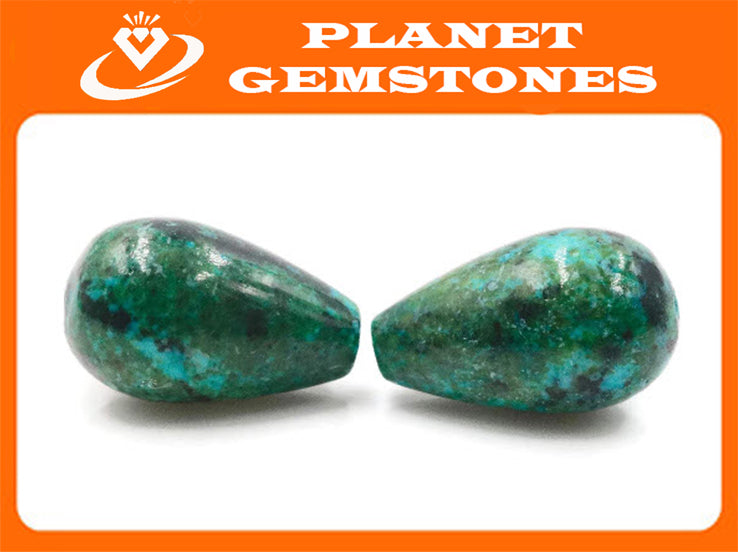 Natural Malachite Gemstone Genuine Malachite Stone Malachite Green Malachite Pair, 19x12mm, 39.91ct SKU:00110366 DIY Jewelry Supplies-Planet Gemstones