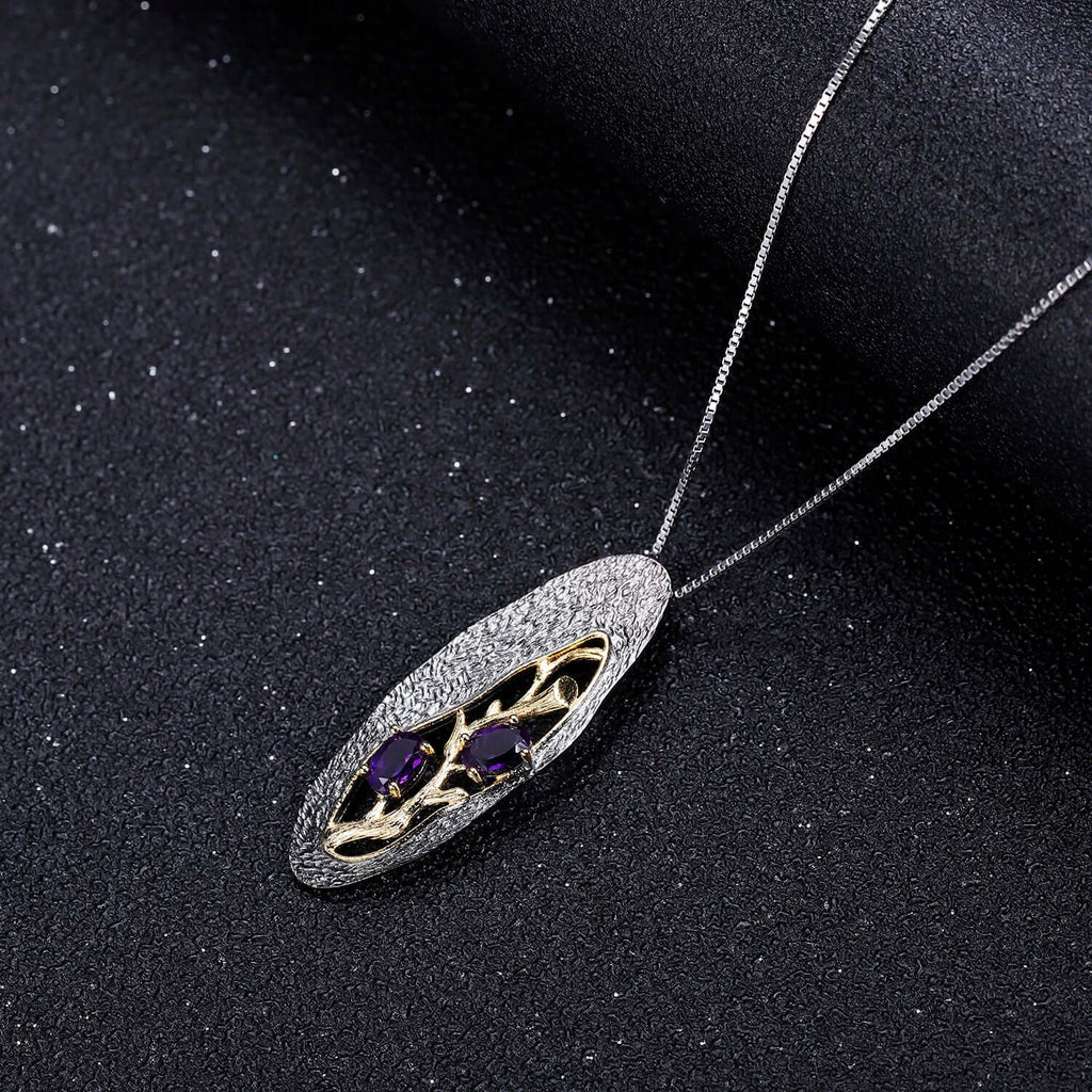 Branch Vintage Necklace, Handmade Pendant Necklace For Women, Sterling Silver Necklace, Dainty Statement Flower Necklace-necklace-Planet Gemstones