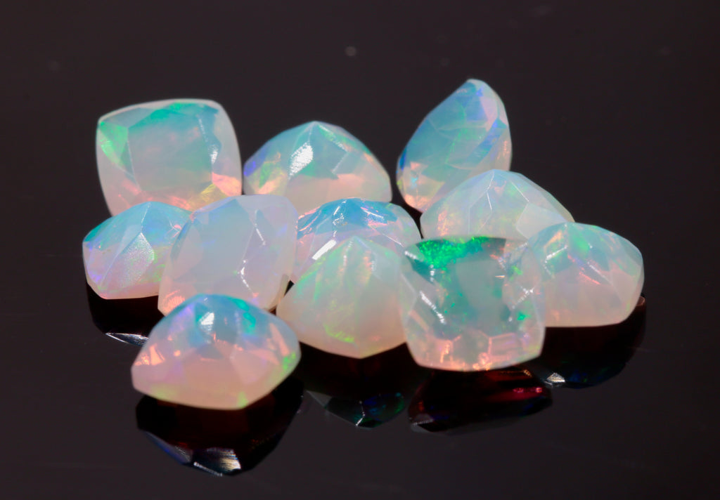 Natural Opal Ethiopian opal opal gemstones opal cabochon fire opal faceted opal rainbow opal white opal opal stone 7mm 0.97ct SKU: 114557-opal-Planet Gemstones