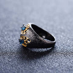 Blue Topaz Ring Amethyst Ring Garnet Ring Vintage Ring Genuine 925 Sterling Silver Ring Handmade Ring for Women-RING-Planet Gemstones