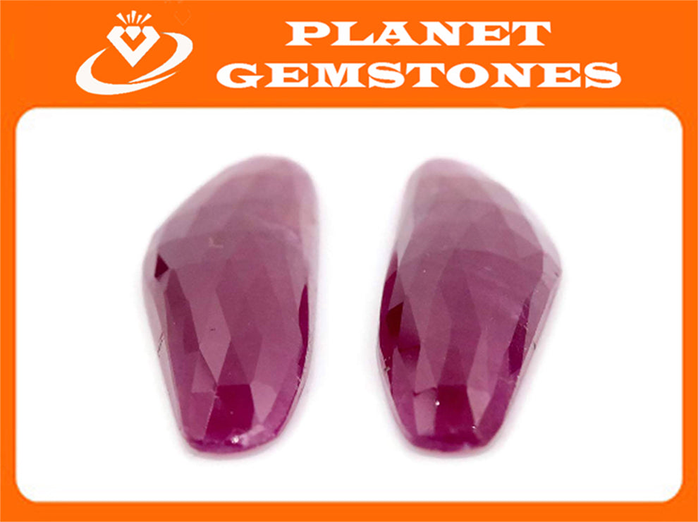 Natural Ruby DIY Jewelry Supply Supply Ruby July Birthstone Rose Cut Ruby Gemstone Genuine Ruby Ruby pair 14.45ct 20 x 9mm Ruby Rose cut-Ruby-Planet Gemstones