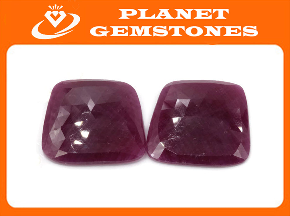 Ruby Pointstone Genuine Ruby Pair, July Birthstone, Rose Cut, 88.83ct, 28mm