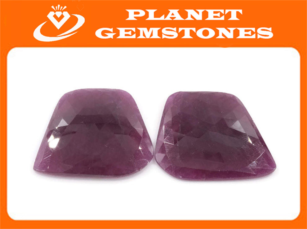 Natural Ruby DIY Jewelry Supply Ruby July Birthstone Rose Cut Ruby Gemstone Genuine Ruby Ruby pair 72.8ct 27x30mm Ruby Rose cut-Ruby-Planet Gemstones