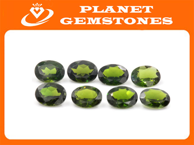 Natural Chrome diopside Green Gemstone Russian diopside Green Diopside DIY jewelry supplies Faceted Chrome diopside 9x7mm Oval-Planet Gemstones