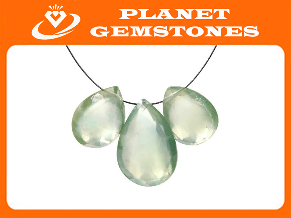 Natural Prehnite Prehnite Stone DIY Jewelry Supply Prehnite gem Genuine Prehnite Epidot Prehnite Beads 23.53ct 17x11mm ,13x10mm 24.2ct-Planet Gemstones