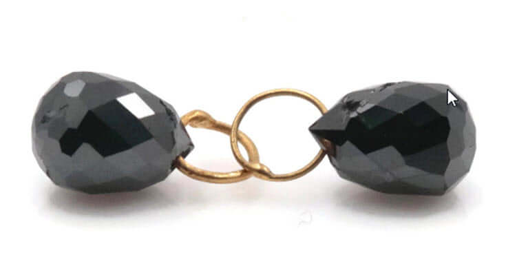 Black Diamond Diamond Briolette Black Diamond Beads Black Diamond Drops Natural Black Diamond For April Beads 18KT YG 5xMM 1.40CT-Planet Gemstones